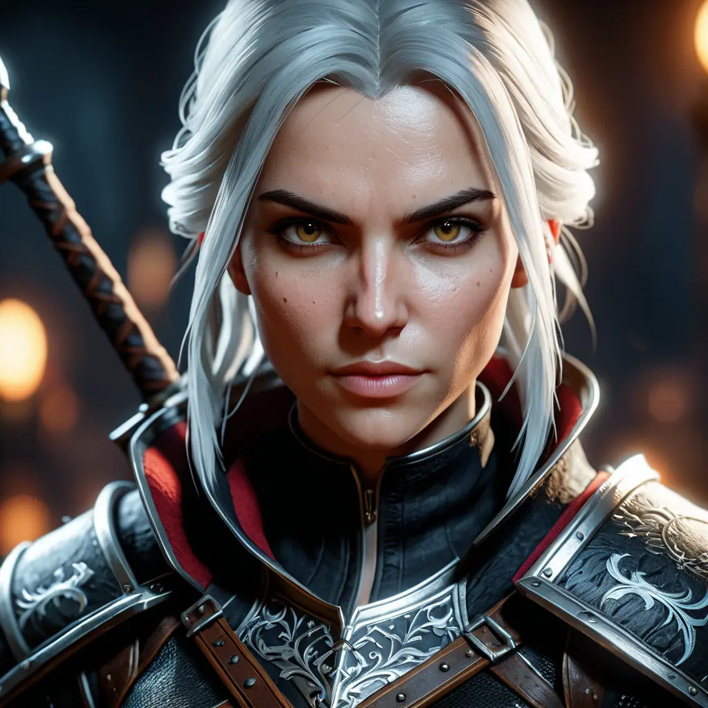 Female rouge assassin in The Witcher 3 Style, 4k, Highly Detailed, Beautiful, Cinematic Lighting, Sharp Focus, Volumetric Lighting, Closeup Portrait, Concept Art