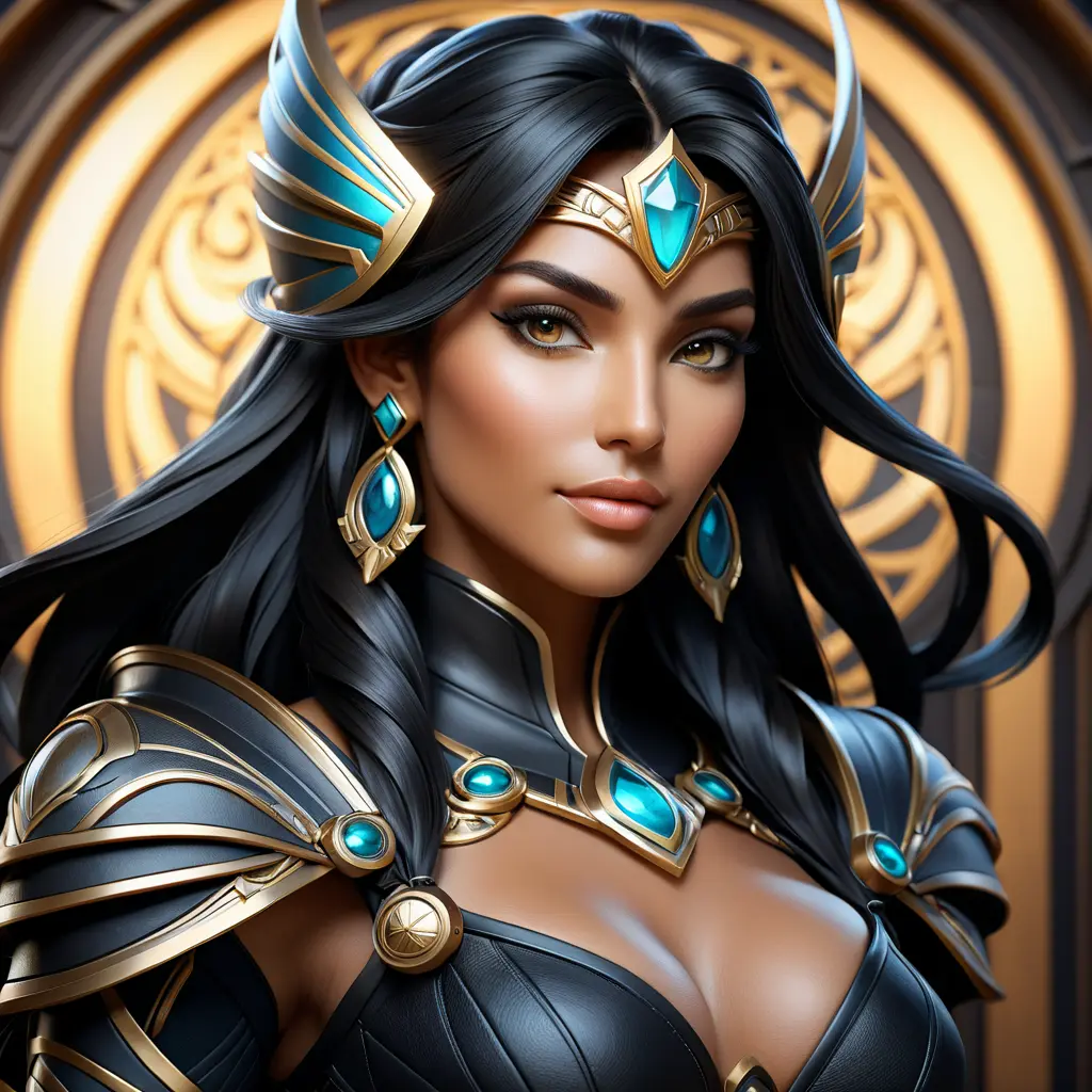 Alluring matte portrait of a beautiful Sivir in black leather, 8k, Highly Detailed, Intricate, Half Body, Realistic, Sharp Focus, Volumetric Lighting, Fantasy, Elegant by Stanley Artgerm Lau, Alphonse Mucha, WLOP, Stefan Kostic