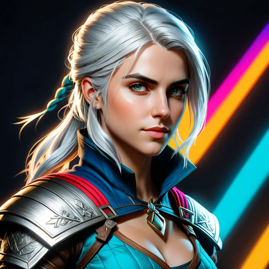 Ciri from The Witcher in Assassin's Creed style, Highly Detailed, Vibrant Colors, Ink Art, Fantasy, Dark by Stanley Artgerm Lau