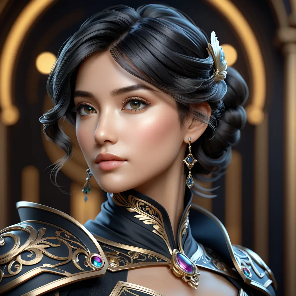 Alluring matte portrait of a beautiful Fiora in black, 8k, Highly Detailed, Intricate, Half Body, Realistic, Sharp Focus, Volumetric Lighting, Fantasy, Elegant by Stanley Artgerm Lau, Alphonse Mucha, WLOP, Stefan Kostic