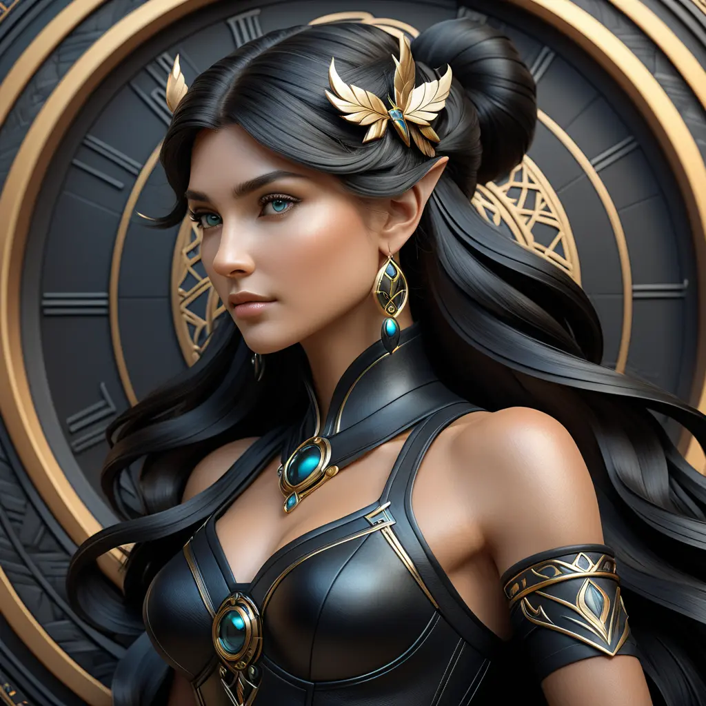 Alluring matte portrait of the beautiful goddess Artemis in black leather, 8k, Highly Detailed, Intricate, Realistic, Sharp Focus, Volumetric Lighting, Fantasy, Elegant by Stanley Artgerm Lau, Alphonse Mucha, WLOP