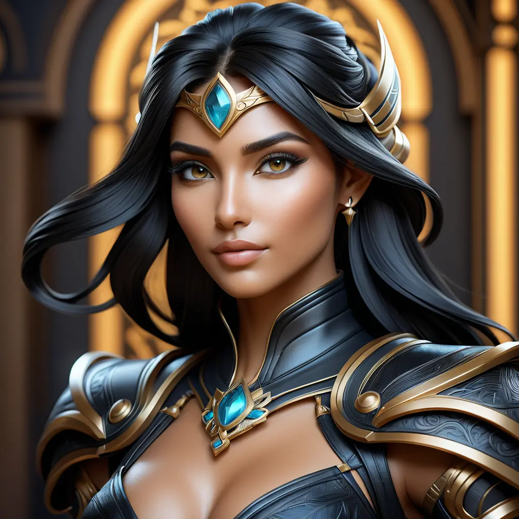 Alluring matte portrait of a beautiful Sivir in black leather, 8k, Highly Detailed, Intricate, Half Body, Realistic, Sharp Focus, Volumetric Lighting, Fantasy, Elegant by Stanley Artgerm Lau, Alphonse Mucha, WLOP, Stefan Kostic