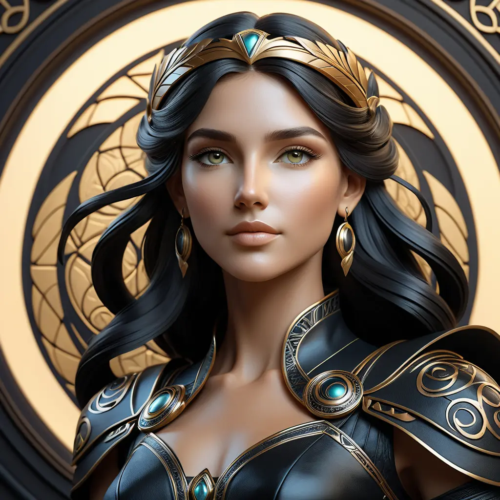 Alluring matte portrait of the beautiful goddess Artemis in black leather, 8k, Highly Detailed, Intricate, Realistic, Sharp Focus, Volumetric Lighting, Fantasy, Elegant by Stanley Artgerm Lau, Alphonse Mucha, WLOP