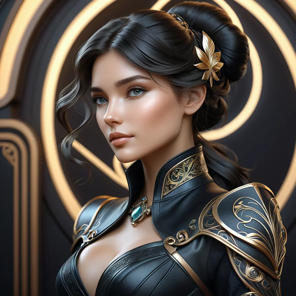 Alluring matte portrait of a beautiful Lyx in black leather, 8k, Highly Detailed, Intricate, Half Body, Realistic, Sharp Focus, Volumetric Lighting, Fantasy, Elegant by Stanley Artgerm Lau, Alphonse Mucha, WLOP, Stefan Kostic