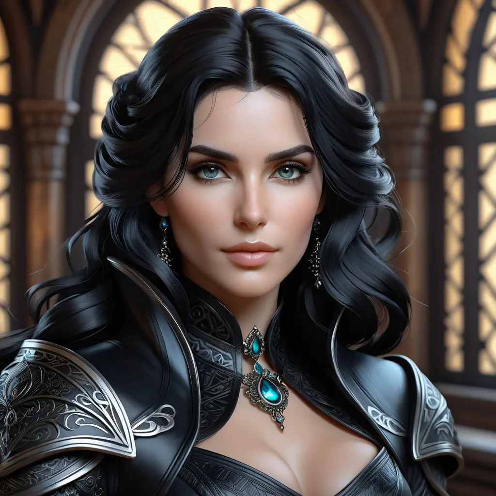 Alluring matte portrait of a beautiful Yennefer wearing black leather, 8k, Highly Detailed, Intricate, Half Body, Realistic, Sharp Focus, Volumetric Lighting, Fantasy, Elegant by Stanley Artgerm Lau, Alphonse Mucha, WLOP