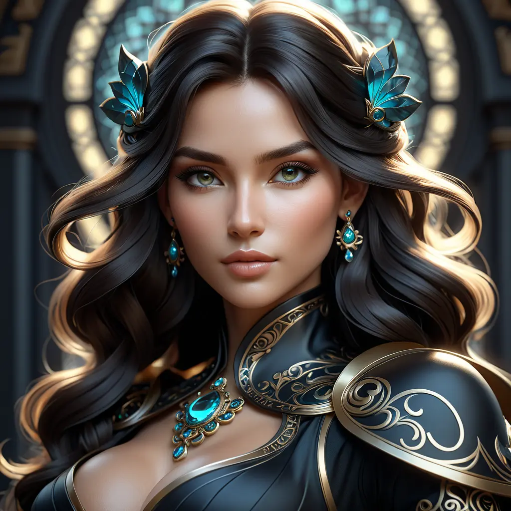 Alluring matte portrait of a beautiful Katarina in black, 8k, Highly Detailed, Intricate, Half Body, Realistic, Sharp Focus, Volumetric Lighting, Fantasy, Elegant by Stanley Artgerm Lau, Alphonse Mucha, WLOP, Stefan Kostic