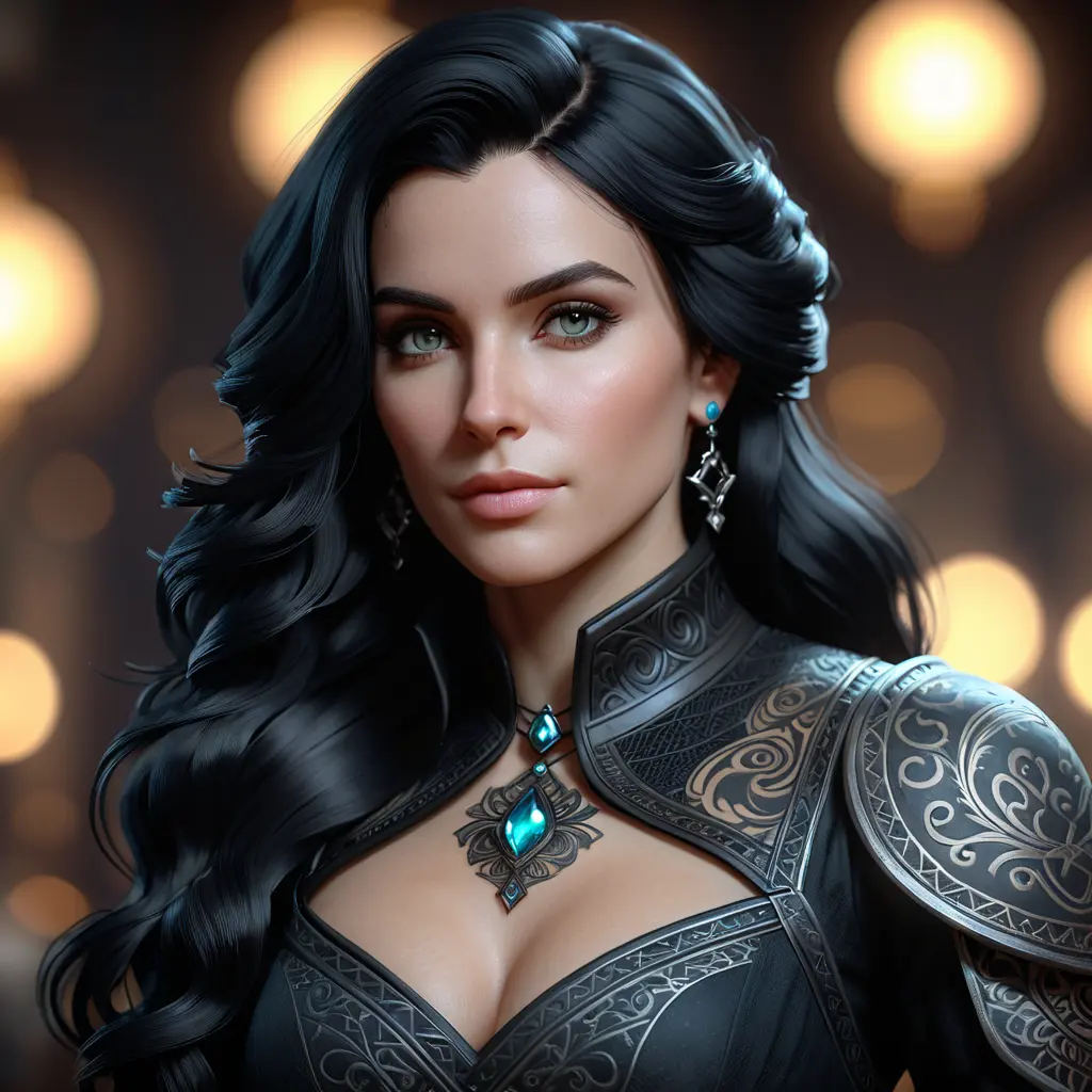 Matte portrait of Yennefer with tattoos, 8k, Highly Detailed, Alluring, Artstation, Bokeh effect, Sharp Focus, Volumetric Lighting, Concept Art by Stanley Artgerm Lau, Greg Rutkowski