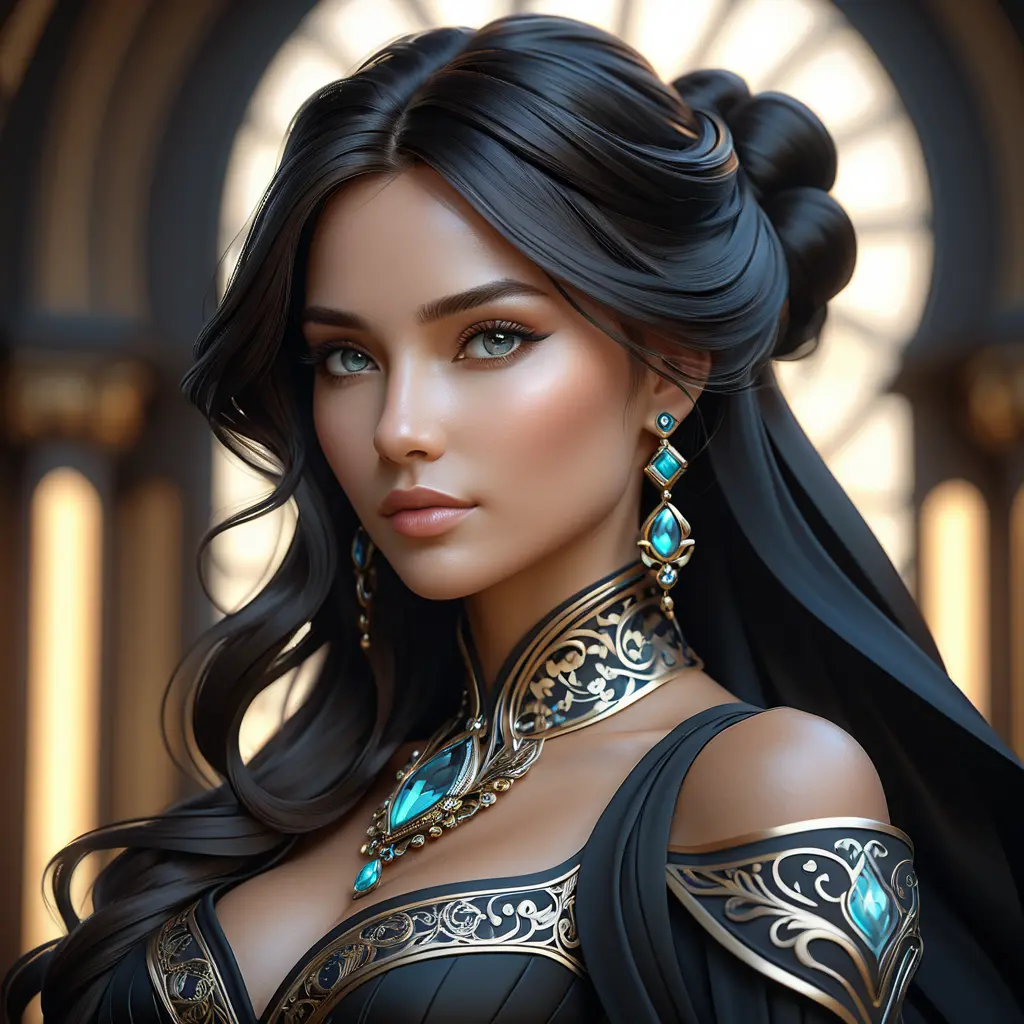 Alluring matte portrait of a beautiful Katarina in black, 8k, Highly Detailed, Intricate, Half Body, Realistic, Sharp Focus, Volumetric Lighting, Fantasy, Elegant by Stanley Artgerm Lau, Alphonse Mucha, WLOP, Stefan Kostic