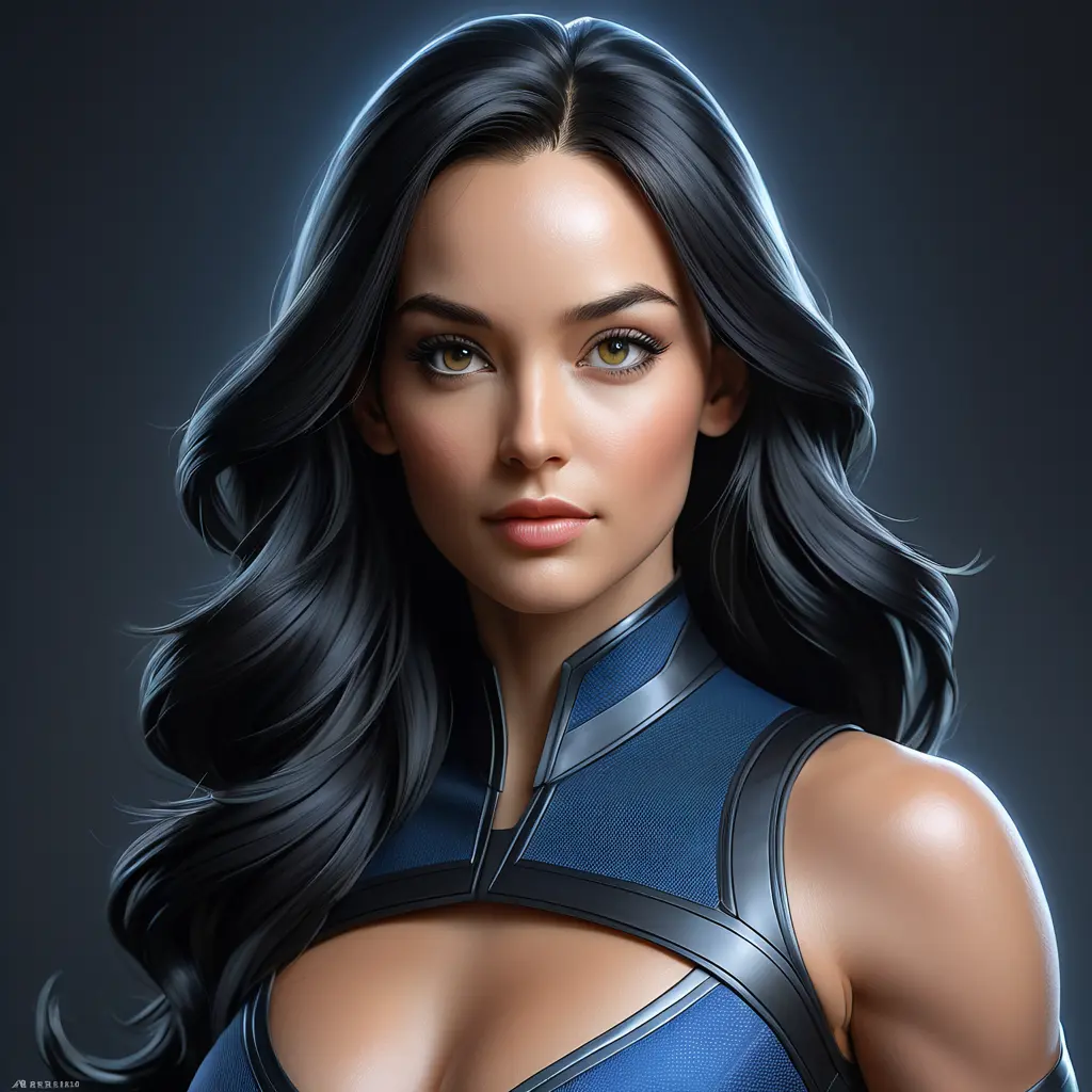 Alluring matte portrait of a beautiful Laura Kinney from Xmen in the style of Stefan Kostic, 8k, Highly Detailed, Intricate, Half Body, Realistic, Sharp Focus, Volumetric Lighting, Fantasy, Elegant by Stanley Artgerm Lau, Greg Rutkowski