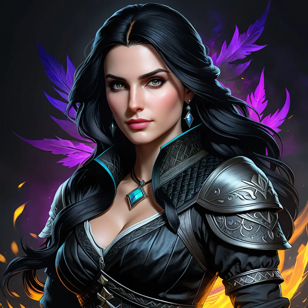 Yennefer from The Witcher in Assassin's Creed style, Highly Detailed, Vibrant Colors, Ink Art, Fantasy, Dark by Stanley Artgerm Lau