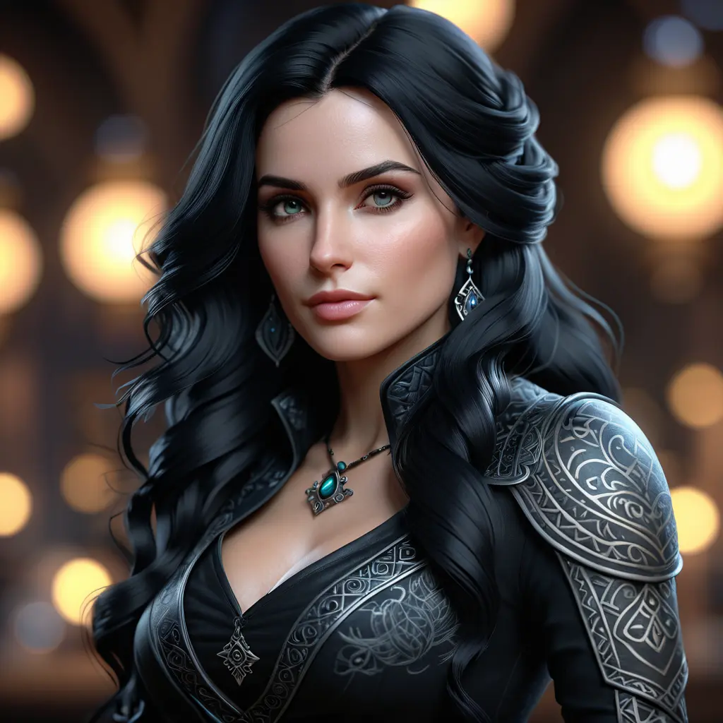 Matte portrait of Yennefer with tattoos, 8k, Highly Detailed, Alluring, Artstation, Bokeh effect, Sharp Focus, Volumetric Lighting, Concept Art by Stanley Artgerm Lau, Greg Rutkowski