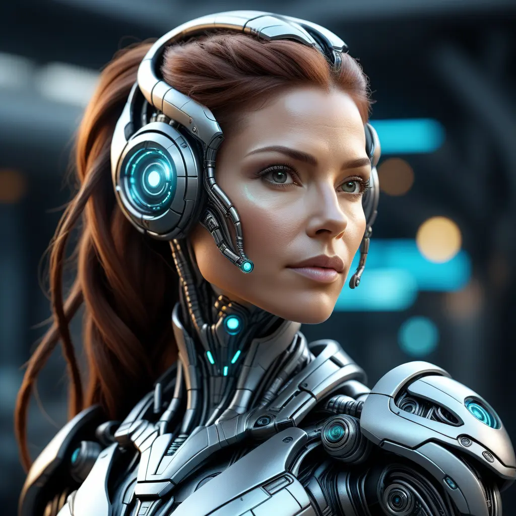 Matte portrait of a beautiful Sarah Kerrigan cyborg in the style of Stefan Kostic, 8k, High Definition, Highly Detailed, Intricate, Half Body, Realistic, Sharp Focus, Fantasy, Elegant