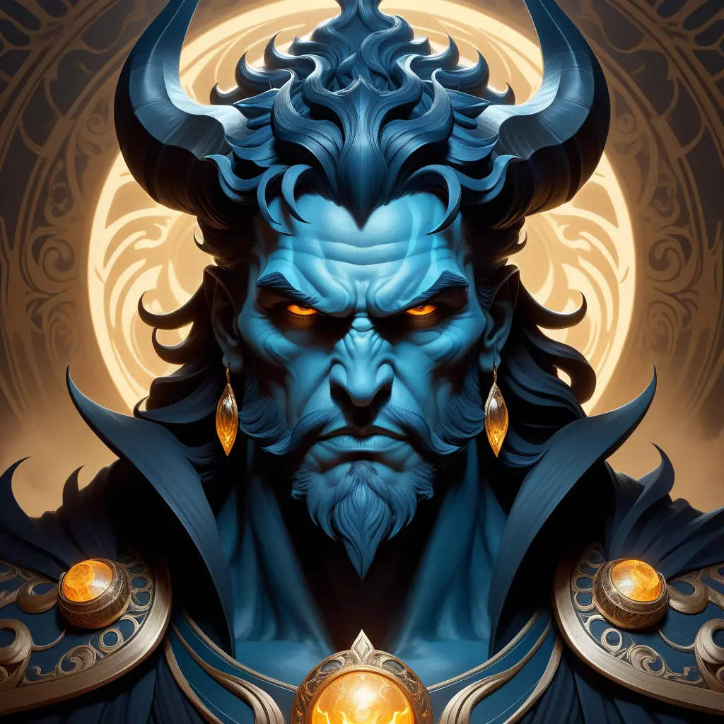 Matte portrait of a fierce Hades, god of the underworld, 4k, Highly Detailed, Hyper Detailed, Powerful, Artstation, Vintage Illustration, Digital Painting, Sharp Focus, Smooth, Concept Art by Stanley Artgerm Lau, Alphonse Mucha, Greg Rutkowski