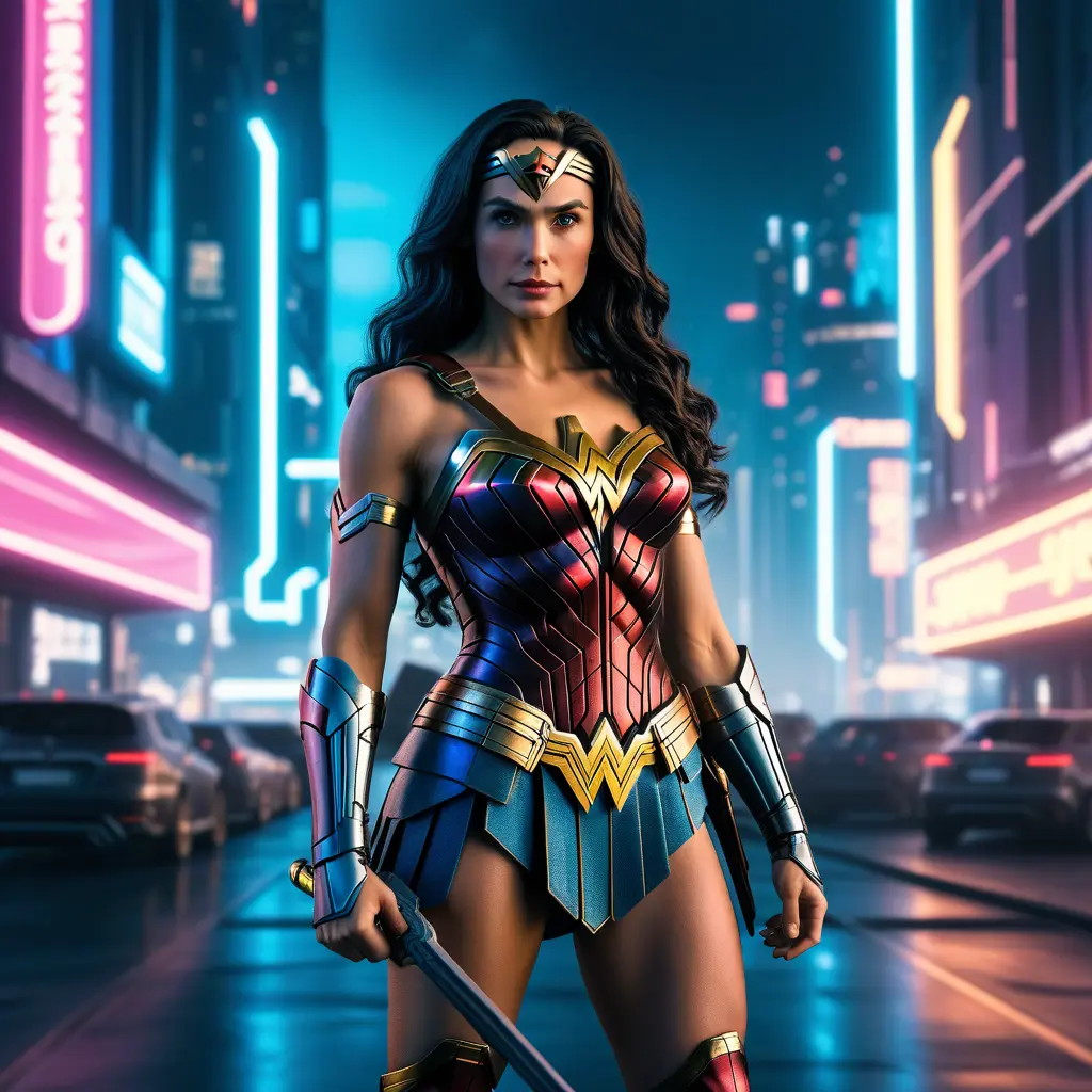 Photo of cyberpunk wonder woman, 8k, Sci-Fi