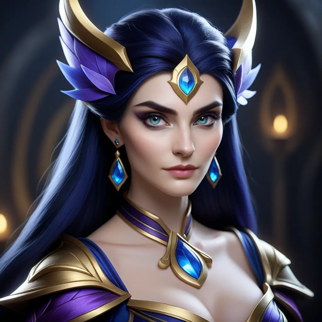 Alluring matte portrait of a beautiful Morgana from League of Legends in the style of Stefan Kostic, 8k, High Definition, Highly Detailed, Intricate, Half Body, Realistic, Sharp Focus, Fantasy, Elegant