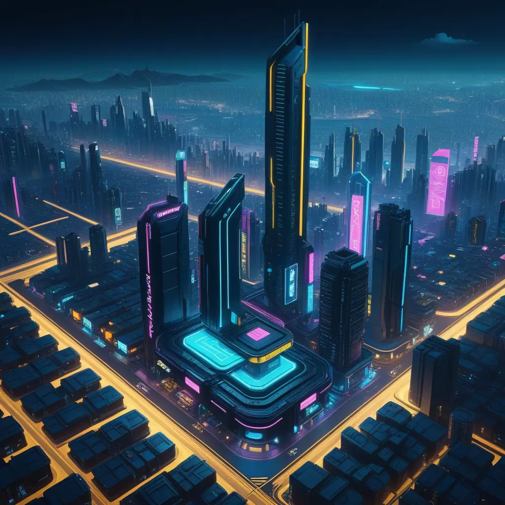 Night City from Cyberpunk 2077, High Resolution, Highly Detailed, Intricate, Artstation, Beautiful, Cyberpunk, Futuristic, Digital Painting, Isometric, Sharp Focus, Concept Art, Elegant