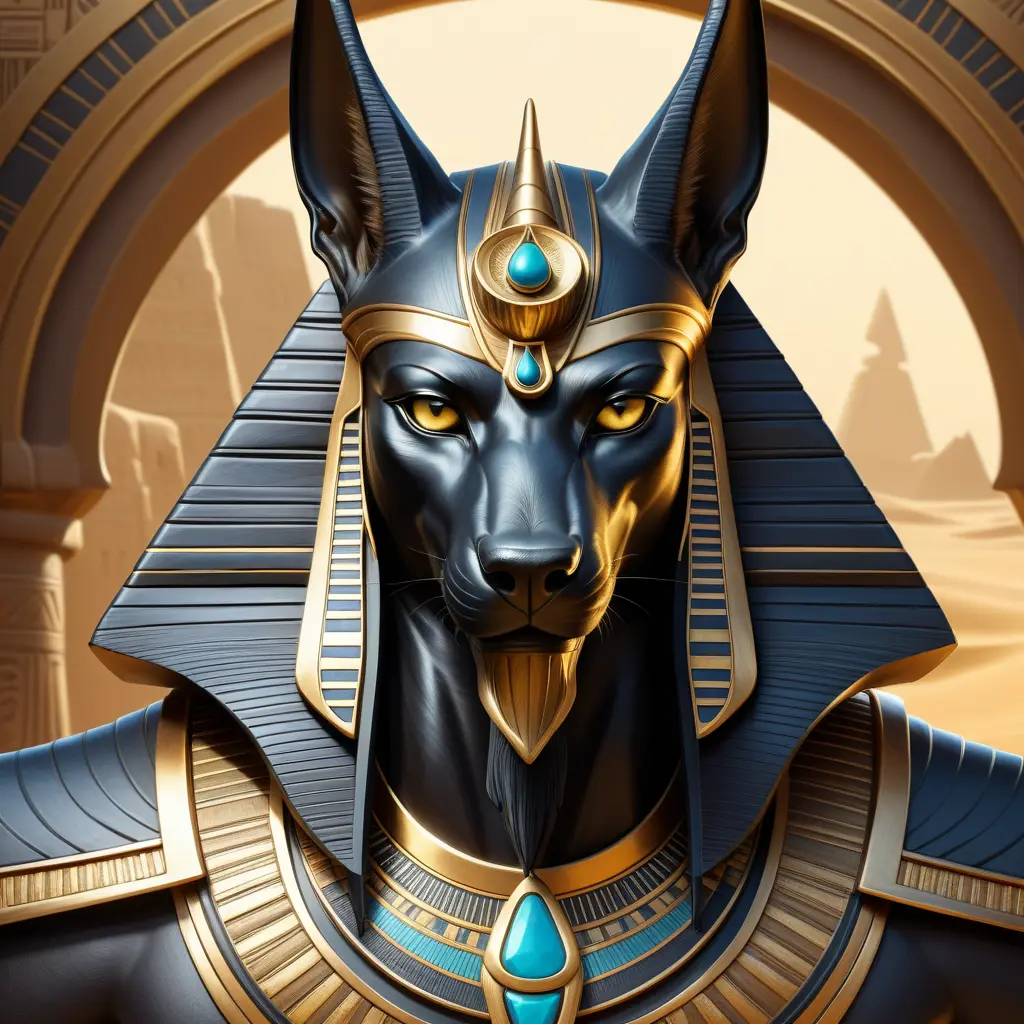 close up fierce looking egyptian god Anubis, 4k, Highly Detailed, Hyper Detailed, Powerful, Artstation, Vintage Illustration, Digital Painting, Sharp Focus, Smooth, Concept Art by Stanley Artgerm Lau, Alphonse Mucha, Greg Rutkowski