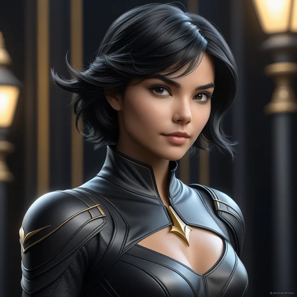 Alluring matte half body portrait of a beautiful Cassandra Cain wearing tight black leather, 8k, Highly Detailed, Intricate, Realistic, Sharp Focus, Volumetric Lighting, Fantasy, Elegant by Stanley Artgerm Lau, WLOP