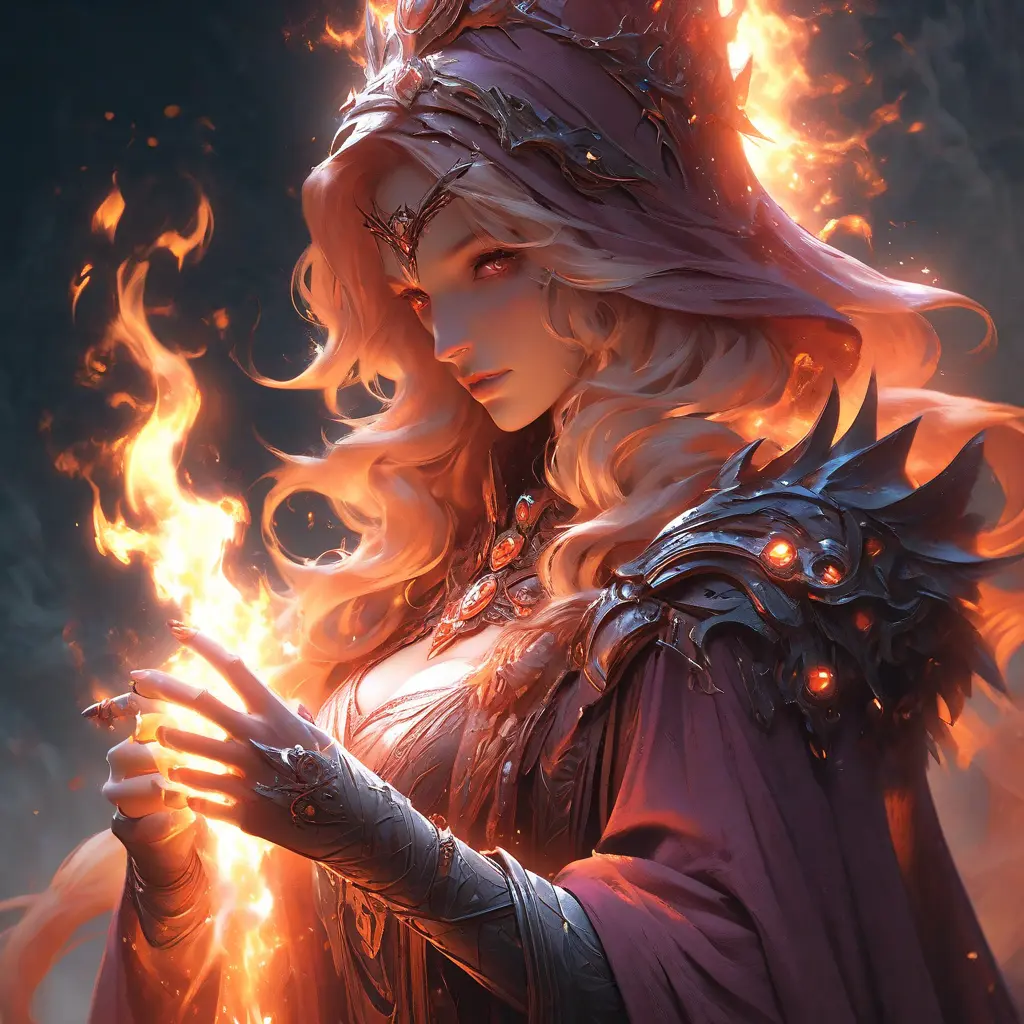 Necromancer fire sorceress from Elden Ring, fantasy magic, 8k, Highly Detailed, Alluring, Artstation, Digital Painting, Photo Realistic, Sharp Focus, Volumetric Lighting, Concept Art by Stanley Artgerm Lau, Alphonse Mucha, Greg Rutkowski, WLOP