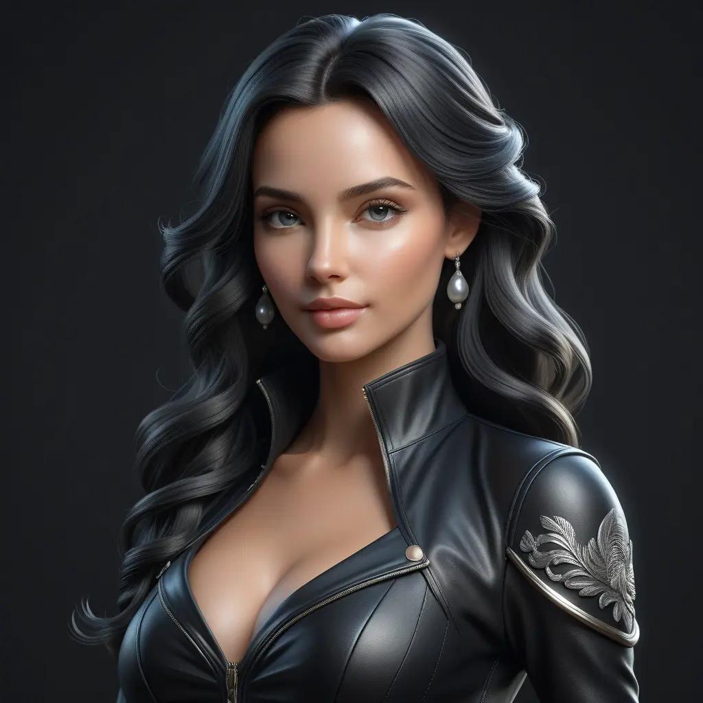 Alluring matte half body portrait of a beautiful Seraphine wearing tight black leather, 8k, Highly Detailed, Intricate, Realistic, Sharp Focus, Volumetric Lighting, Fantasy, Elegant by Stanley Artgerm Lau, WLOP