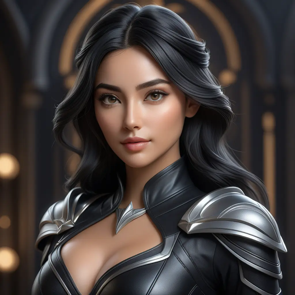 Alluring matte half body portrait of a beautiful Irelia wearing tight black leather, 8k, Highly Detailed, Intricate, Realistic, Sharp Focus, Volumetric Lighting, Fantasy, Elegant by Stanley Artgerm Lau, WLOP