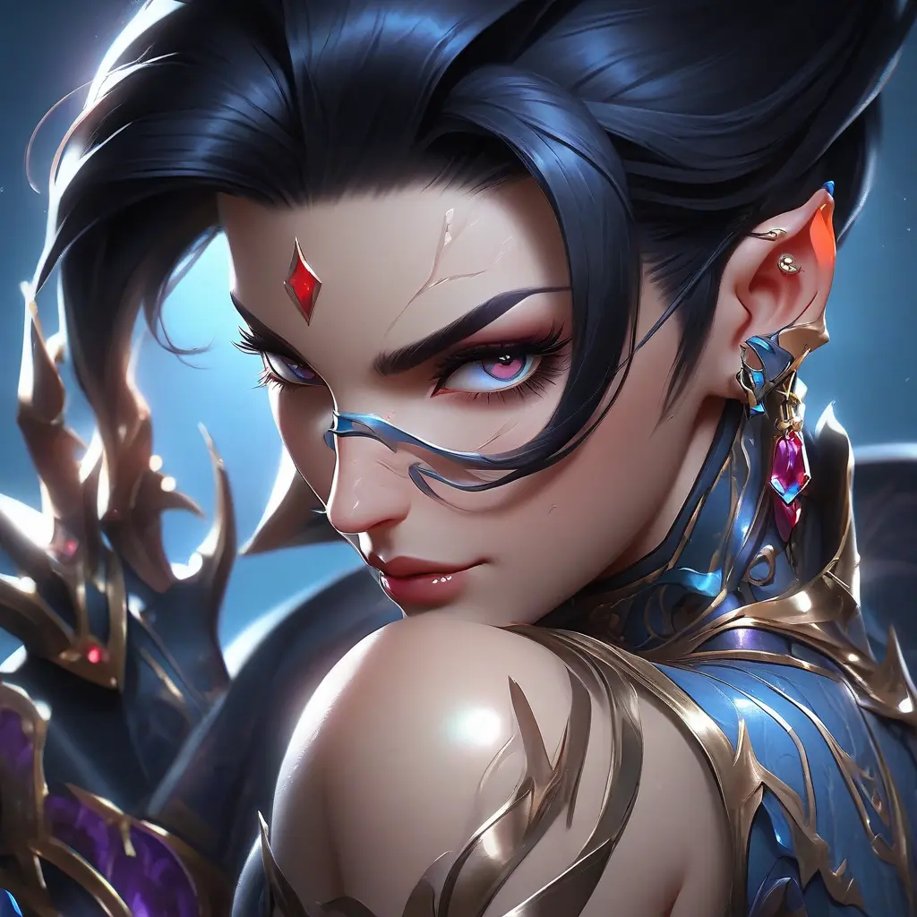 Alluring matte portrait of a beautiful Vayne from League of Legends with tattoos, 8k, Highly Detailed, Intricate, Half Body, Realistic, Sharp Focus, Volumetric Lighting, Fantasy, Elegant by Stanley Artgerm Lau, WLOP, Stefan Kostic