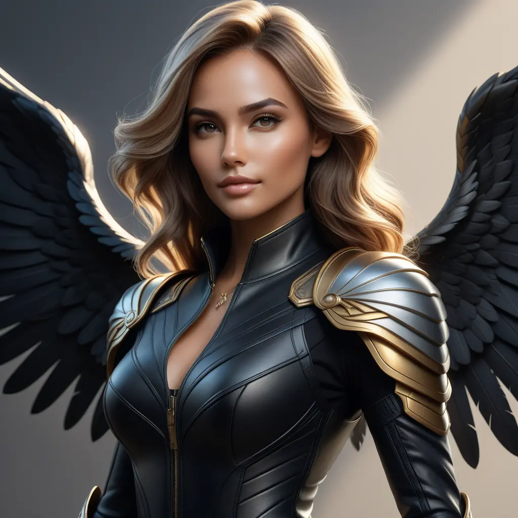 Alluring matte half body portrait of a beautiful Kayle wearing tight black leather, 8k, Highly Detailed, Intricate, Realistic, Sharp Focus, Volumetric Lighting, Fantasy, Elegant by Stanley Artgerm Lau, WLOP