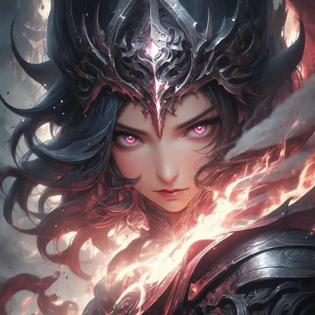 Irelia emerging from the fog of war, Highly Detailed, Ink Art, Fantasy, Dark by Stanley Artgerm Lau