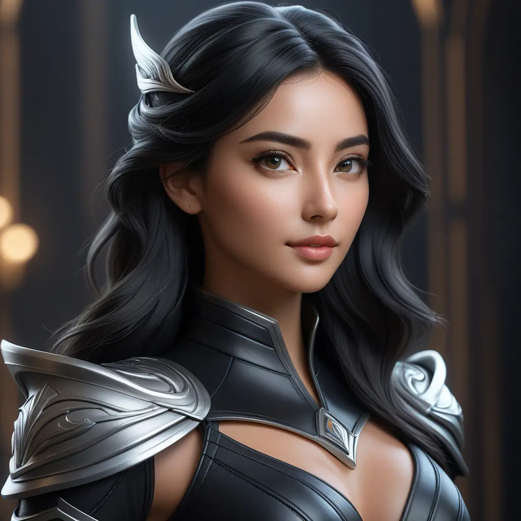 Alluring matte half body portrait of a beautiful Irelia wearing tight black leather, 8k, Highly Detailed, Intricate, Realistic, Sharp Focus, Volumetric Lighting, Fantasy, Elegant by Stanley Artgerm Lau, WLOP