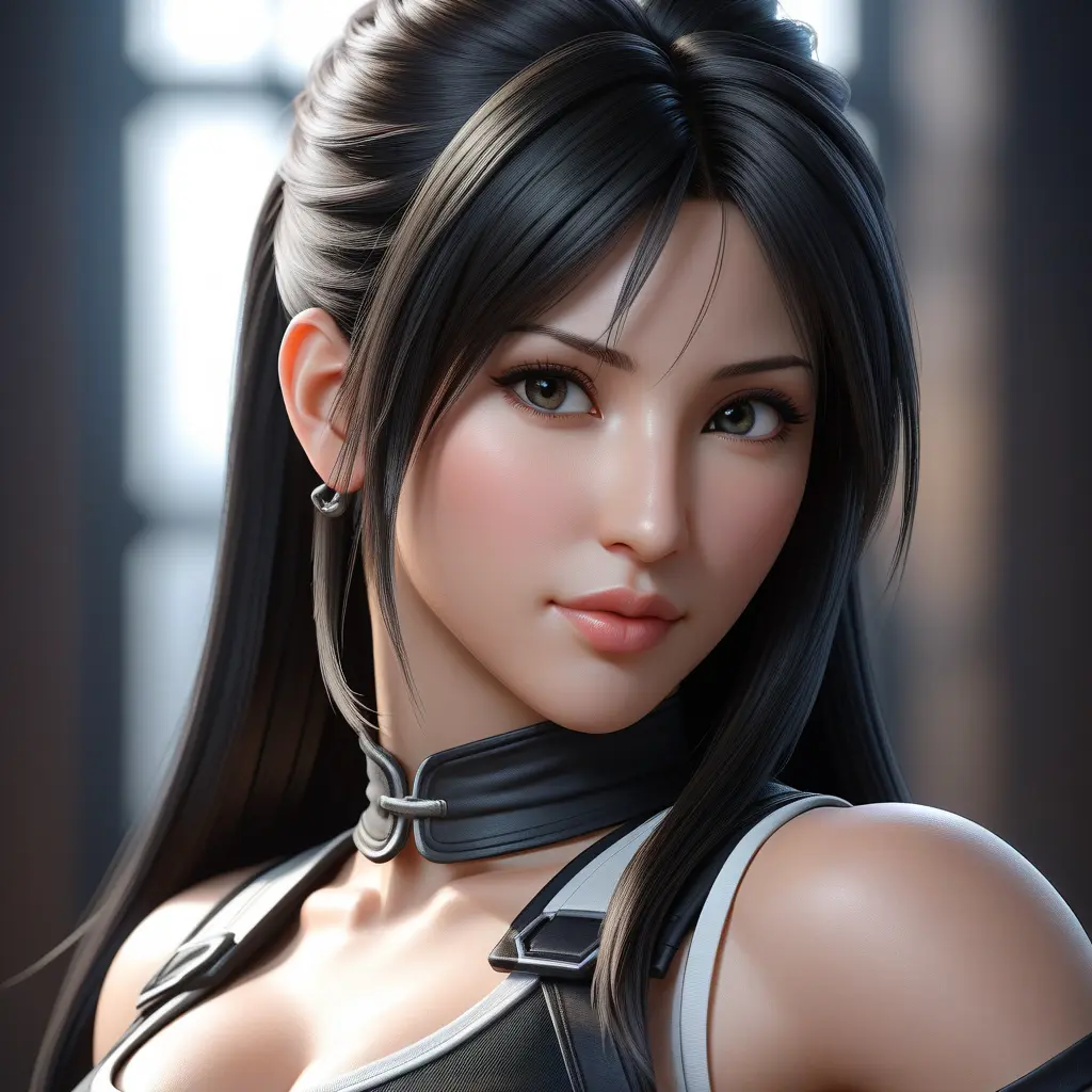 Alluring matte portrait of a beautiful Tifa Lockhart, 8k, Highly Detailed, Intricate, Half Body, Realistic, Sharp Focus, Volumetric Lighting, Fantasy, Elegant by Stanley Artgerm Lau, WLOP