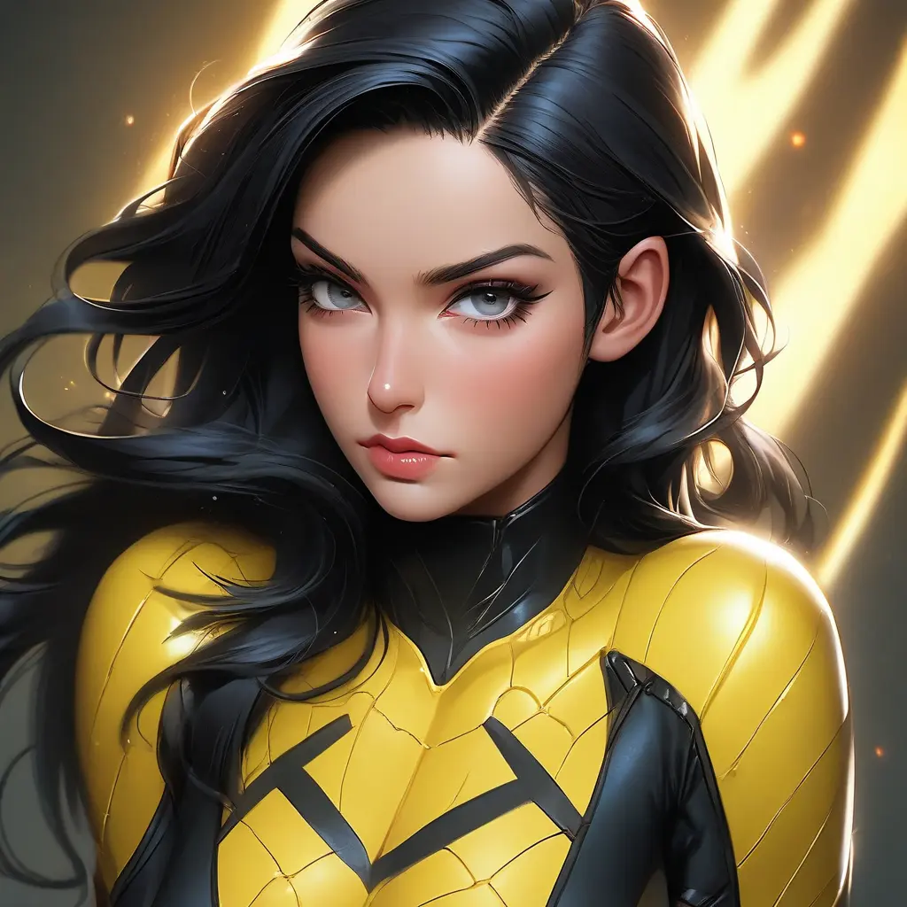 Alluring matte portrait of a beautiful Laura Kinney from Xmen in the style of Stefan Kostic, 8k, Highly Detailed, Intricate, Half Body, Realistic, Sharp Focus, Volumetric Lighting, Fantasy, Elegant by Stanley Artgerm Lau, Greg Rutkowski