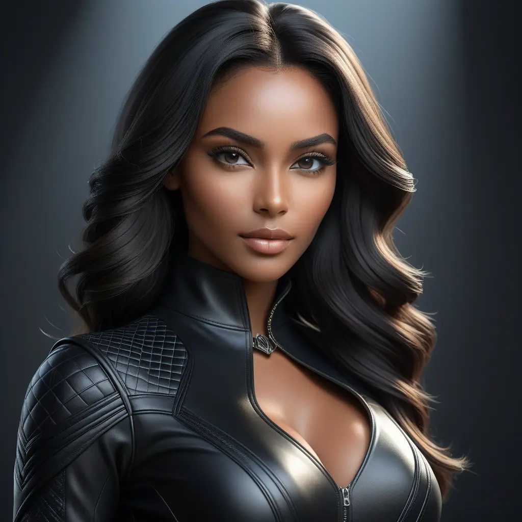 Alluring matte half body portrait of a beautiful Samira wearing tight black leather, 8k, Highly Detailed, Intricate, Realistic, Sharp Focus, Volumetric Lighting, Fantasy, Elegant by Stanley Artgerm Lau, WLOP