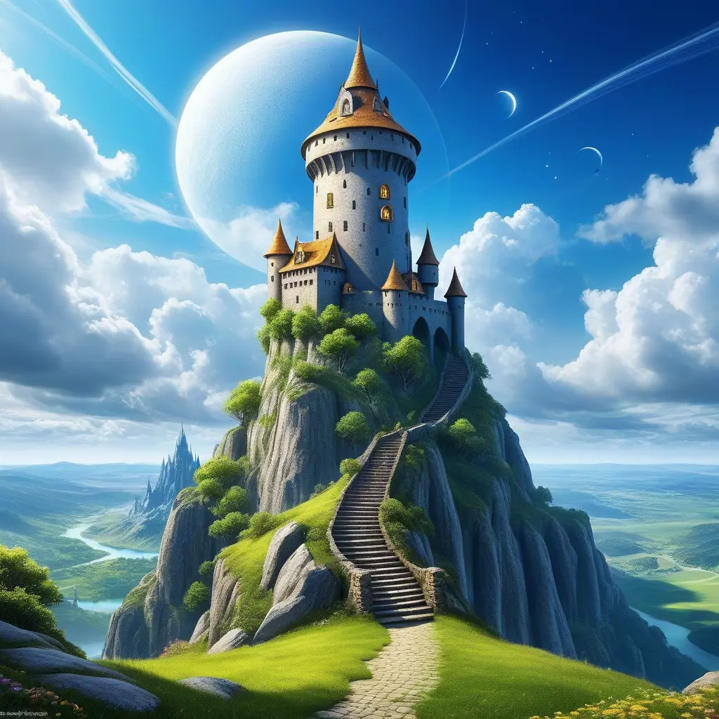 Wizard's tower in fantasy landscape, Magical, Fantasy