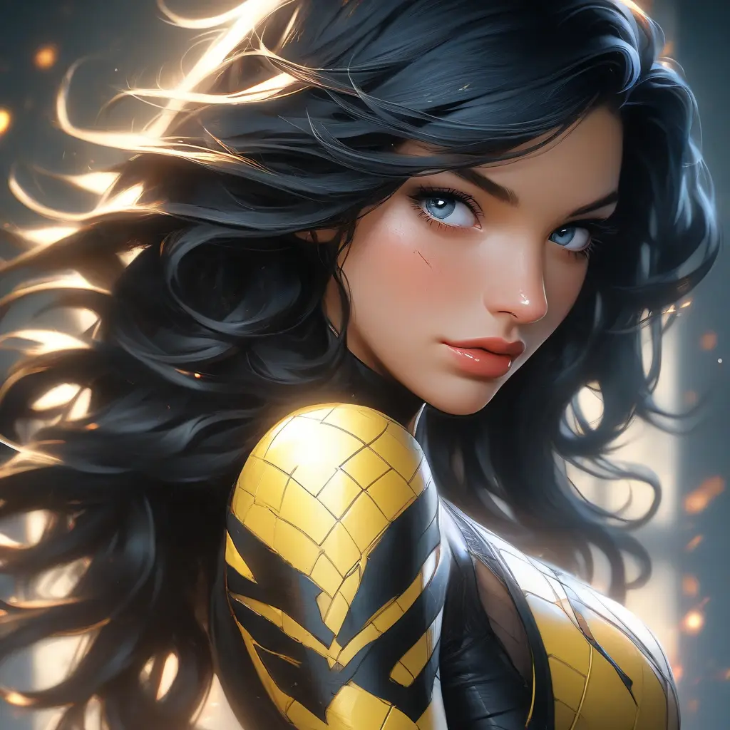 Alluring matte portrait of a beautiful Laura Kinney from Xmen in the style of Stefan Kostic, 8k, Highly Detailed, Intricate, Half Body, Realistic, Sharp Focus, Volumetric Lighting, Fantasy, Elegant by Stanley Artgerm Lau, Greg Rutkowski