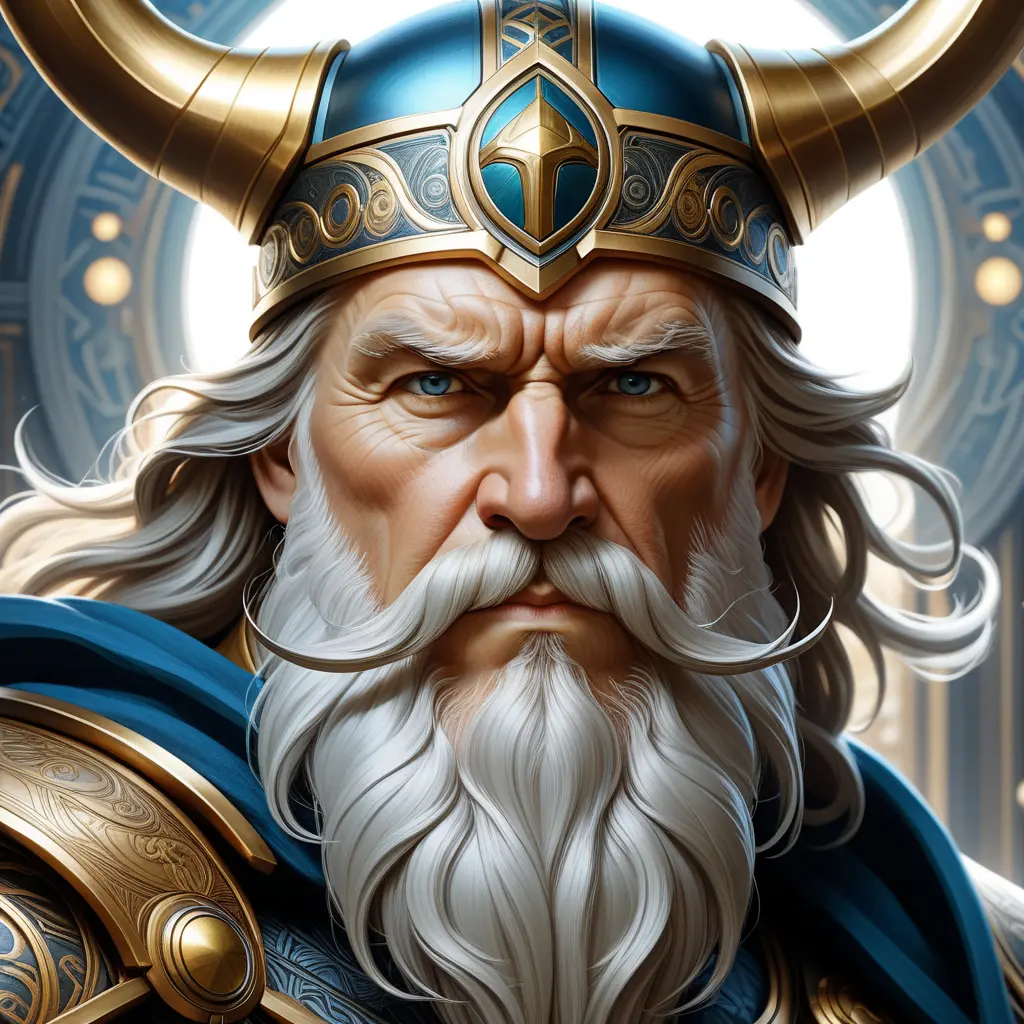 close up god odin, 4k, Highly Detailed, Hyper Detailed, Powerful, Artstation, Vintage Illustration, Digital Painting, Sharp Focus, Smooth, Concept Art by Stanley Artgerm Lau, Alphonse Mucha, Greg Rutkowski