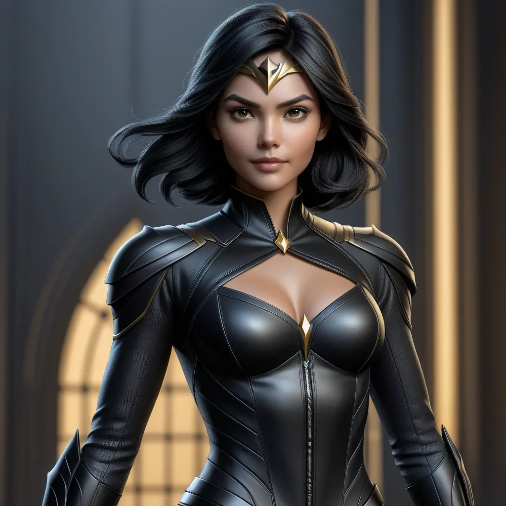 Alluring matte half body portrait of a beautiful Cassandra Cain wearing tight black leather, 8k, Highly Detailed, Intricate, Realistic, Sharp Focus, Volumetric Lighting, Fantasy, Elegant by Stanley Artgerm Lau, WLOP