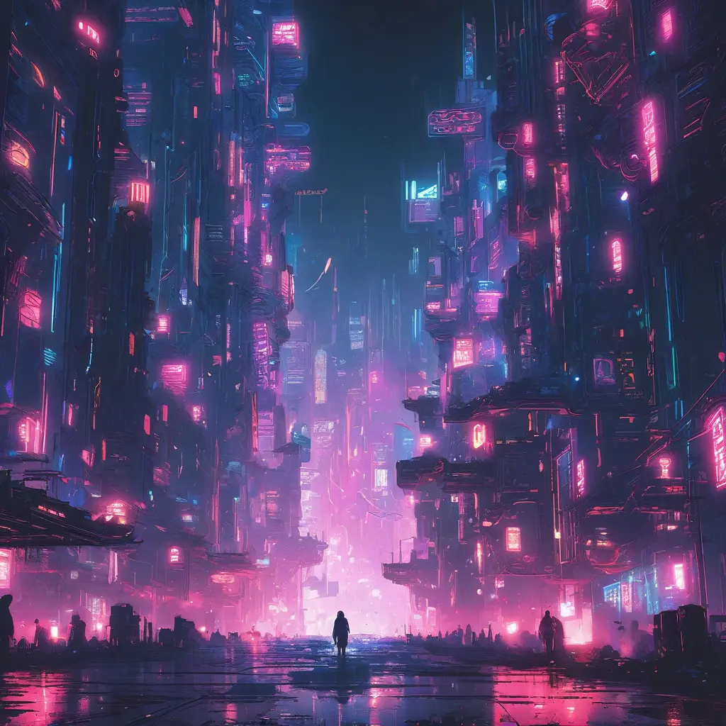 Detailed illustration of a cyberpunk Beneath a Steel Sky city at night, 8k, Intricate Details, Epic, Comic, Sharp Focus, Beautifully Lit by Alena Aenami