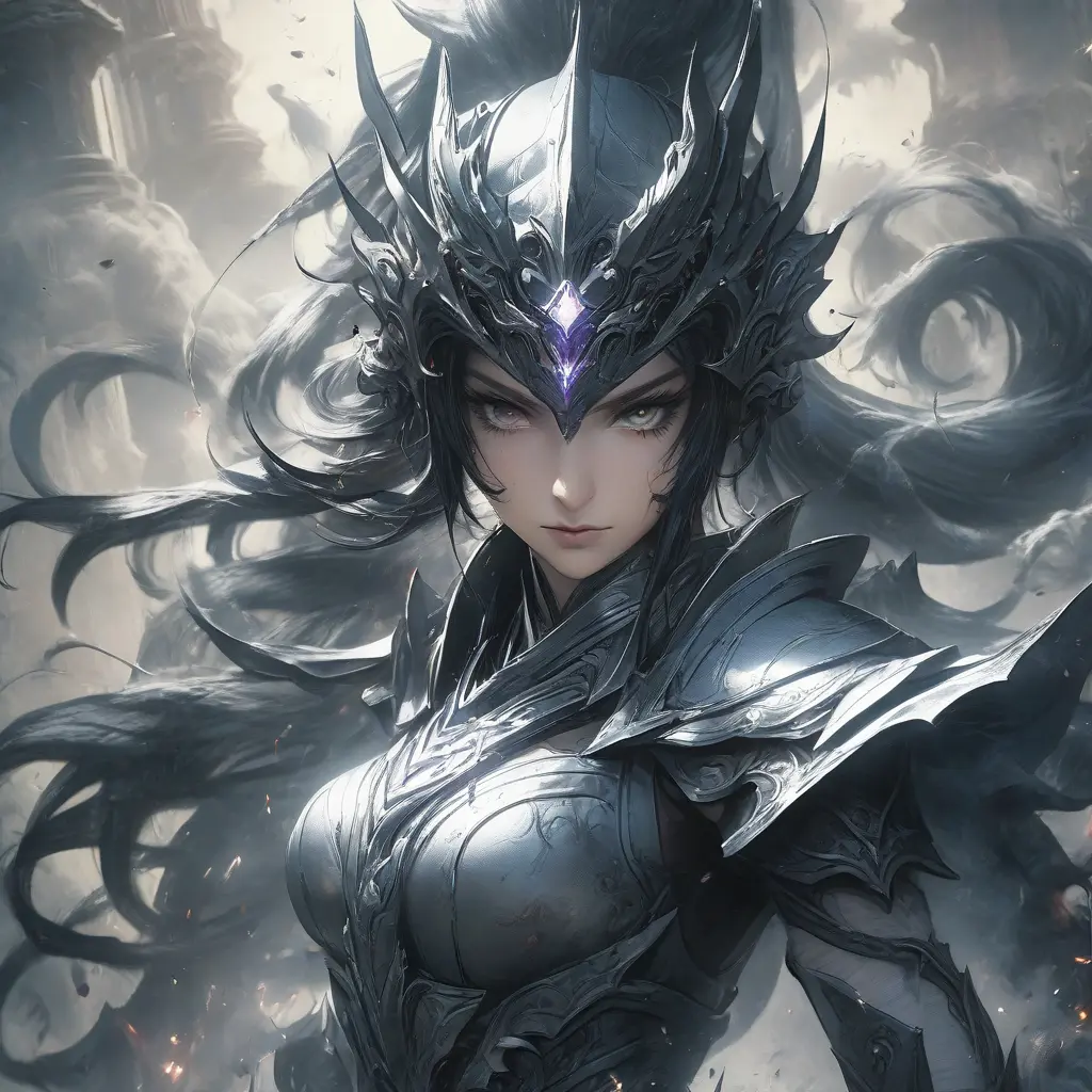 Irelia emerging from the fog of war, ink splash, Highly Detailed, Ink Art, Fantasy, Dark by Stanley Artgerm Lau