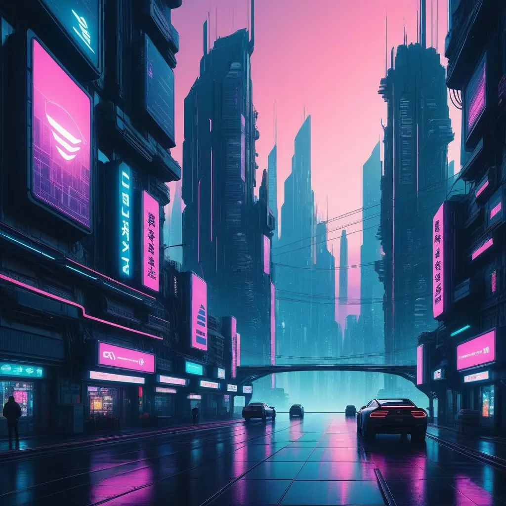 Cyberpunk city, Highly Detailed, Intricate Artwork, Minimalism, Photo Realistic, Fantasy by Alena Aenami