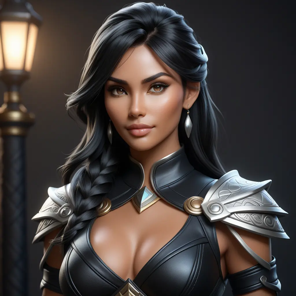 Alluring matte half body portrait of a beautiful Nidalee wearing tight black leather, 8k, Highly Detailed, Intricate, Realistic, Sharp Focus, Volumetric Lighting, Fantasy, Elegant by Stanley Artgerm Lau, WLOP