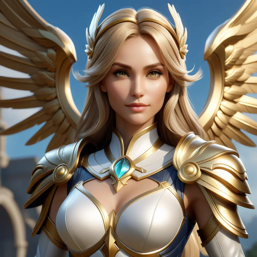 Alluring portrait of a beautiful winged Kayle from League of Legends, 8k, Highly Detailed, Half Body, Photo Realistic, Sharp Focus, Octane Render, Unreal Engine, Volumetric Lighting, Fantasy by Stanley Artgerm Lau, Alphonse Mucha, WLOP