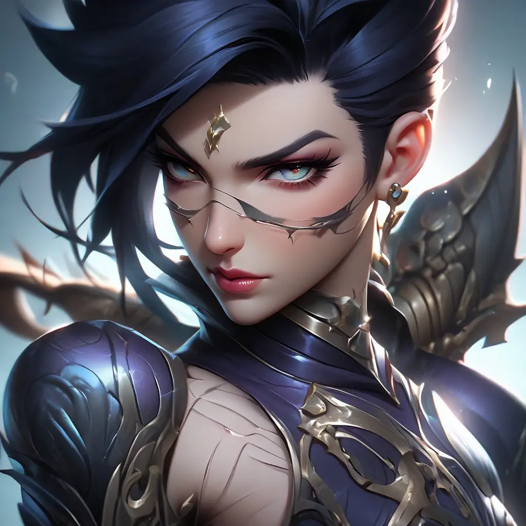 Alluring matte portrait of a beautiful Vayne from League of Legends with tattoos, 8k, Highly Detailed, Intricate, Half Body, Realistic, Sharp Focus, Volumetric Lighting, Fantasy, Elegant by Stanley Artgerm Lau, WLOP, Stefan Kostic