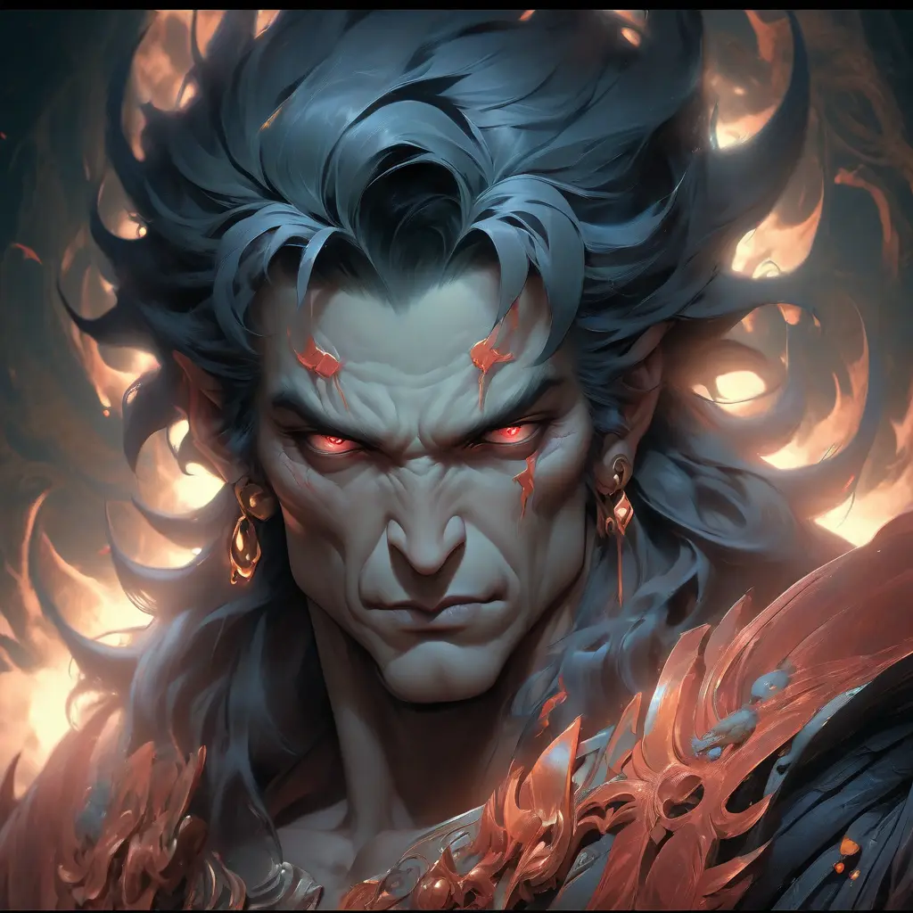 Matte portrait of a fierce Hades, god of the underworld, 4k, Highly Detailed, Hyper Detailed, Powerful, Artstation, Vintage Illustration, Digital Painting, Sharp Focus, Smooth, Concept Art by Stanley Artgerm Lau, Alphonse Mucha, Greg Rutkowski