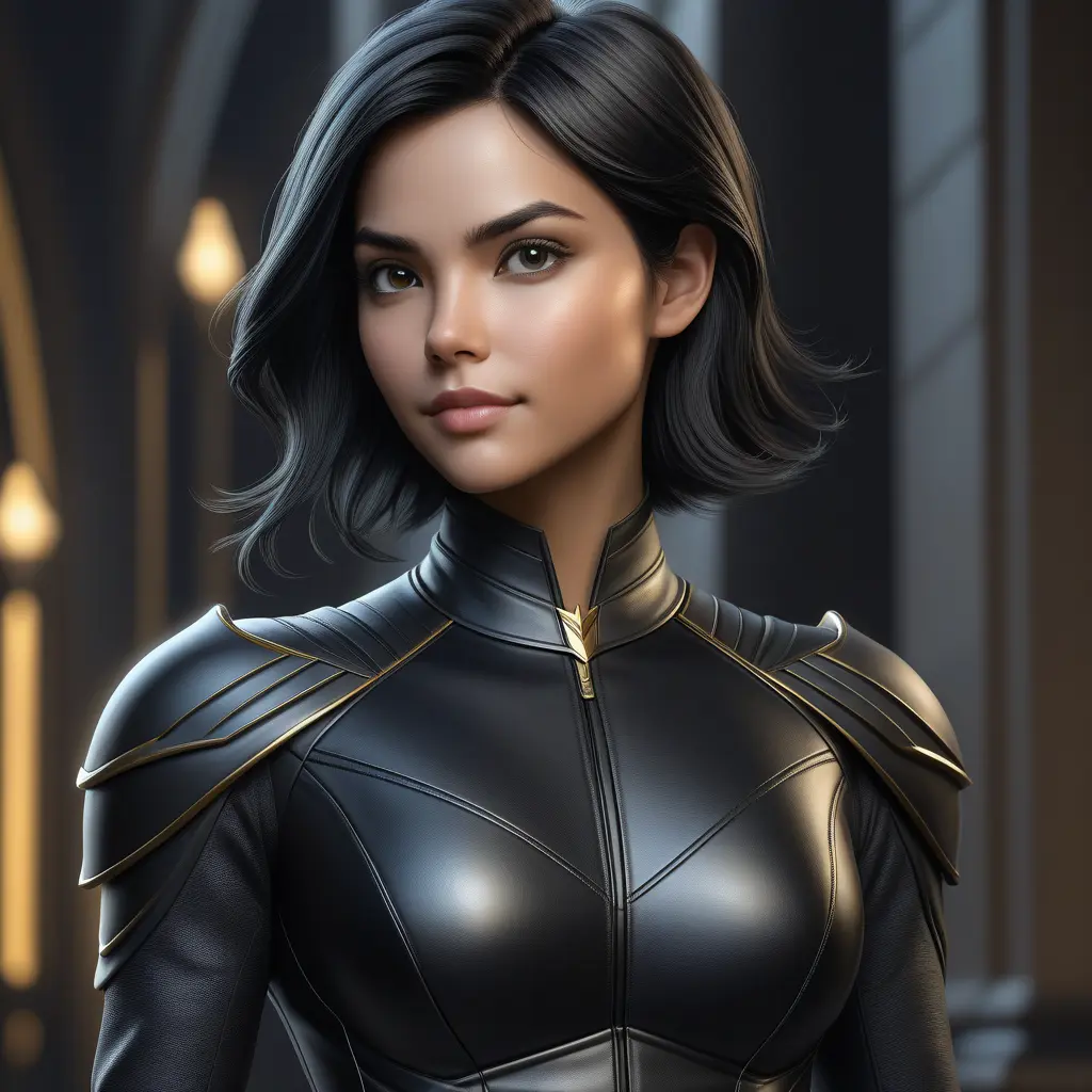 Alluring matte half body portrait of a beautiful Cassandra Cain wearing tight black leather, 8k, Highly Detailed, Intricate, Realistic, Sharp Focus, Volumetric Lighting, Fantasy, Elegant by Stanley Artgerm Lau, WLOP