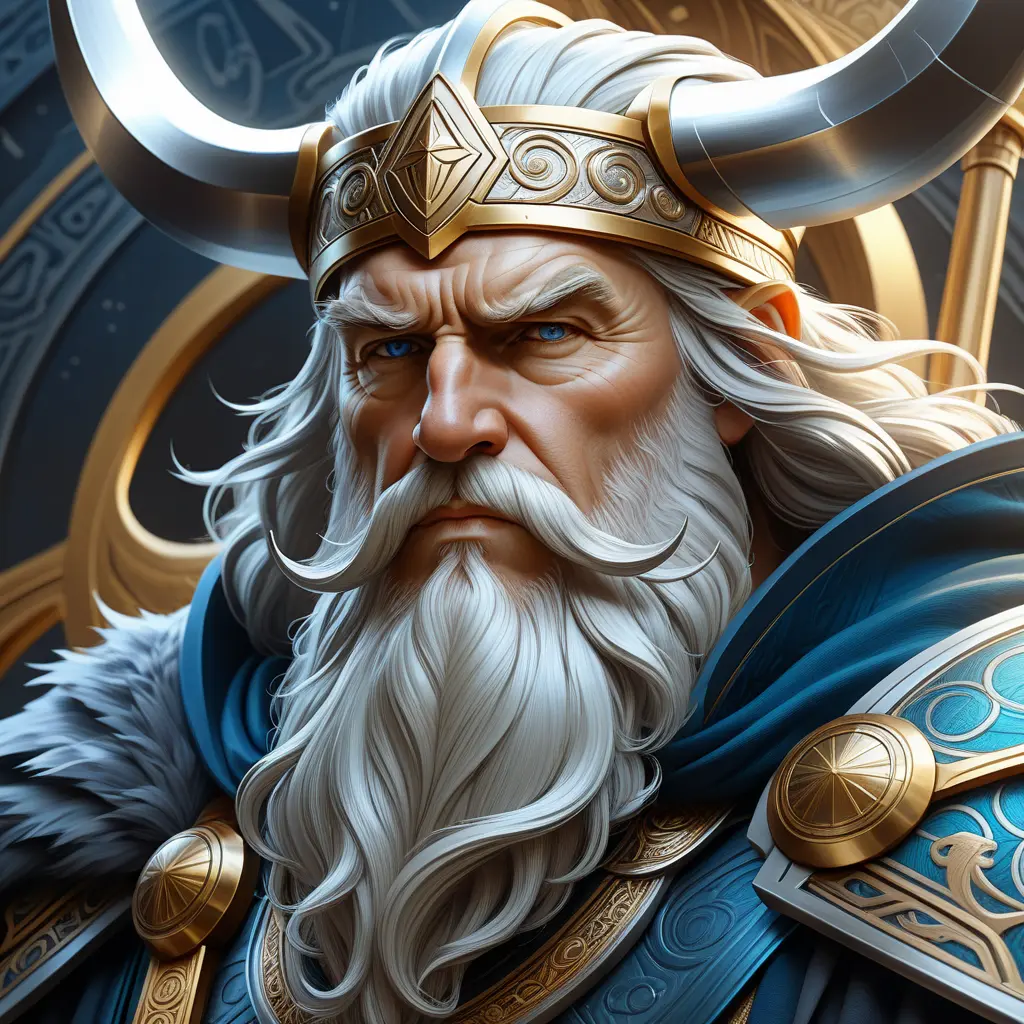 close up god odin, 4k, Highly Detailed, Hyper Detailed, Powerful, Artstation, Vintage Illustration, Digital Painting, Sharp Focus, Smooth, Concept Art by Stanley Artgerm Lau, Alphonse Mucha, Greg Rutkowski