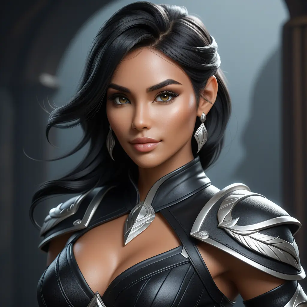 Alluring matte half body portrait of a beautiful Nidalee wearing tight black leather, 8k, Highly Detailed, Intricate, Realistic, Sharp Focus, Volumetric Lighting, Fantasy, Elegant by Stanley Artgerm Lau, WLOP