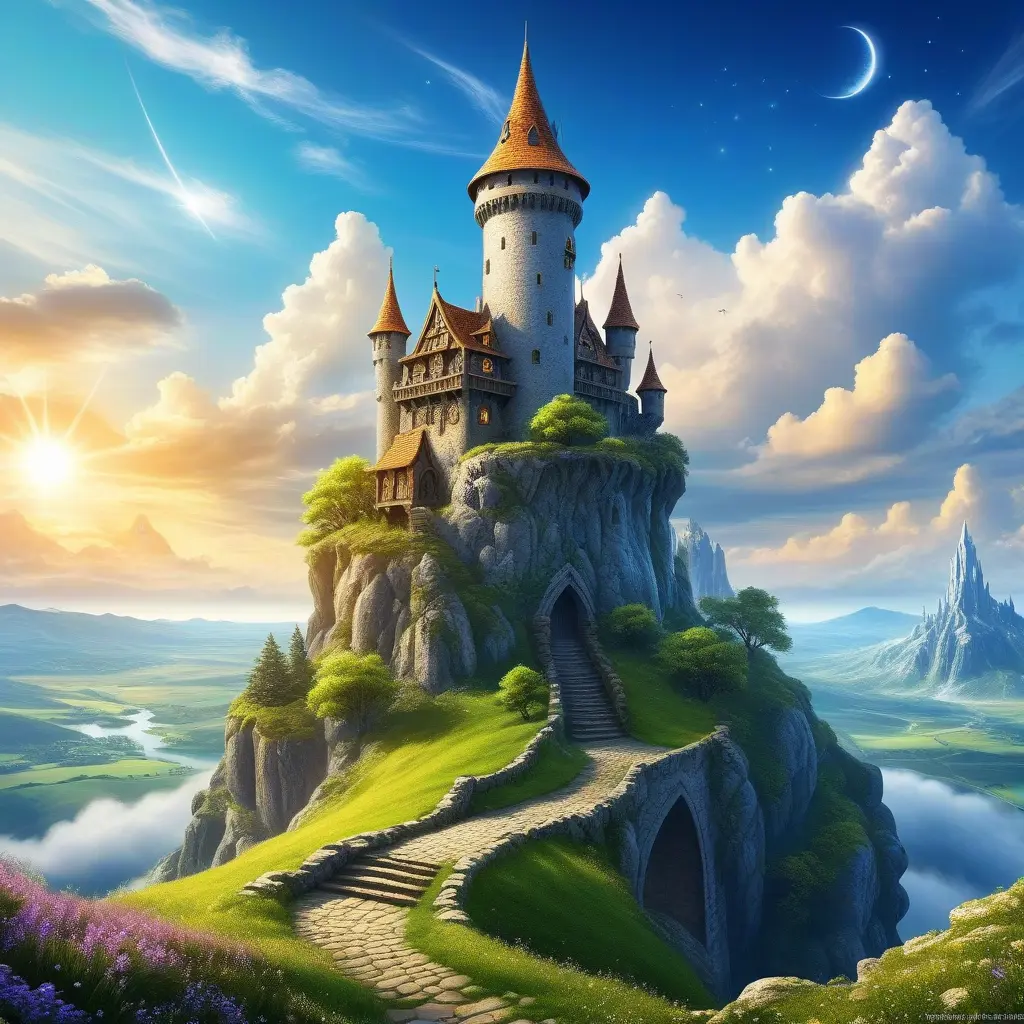 Wizard's tower in fantasy landscape, Magical, Fantasy