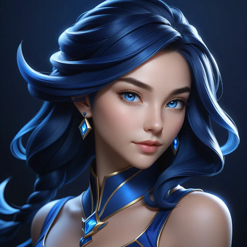 Matte portrait of the beautiful Lyx from League of Legends in dark blue, 8k, Highly Detailed, Intricate, Realistic, Sharp Focus, Volumetric Lighting, Fantasy, Elegant by Stanley Artgerm Lau, WLOP, Stefan Kostic