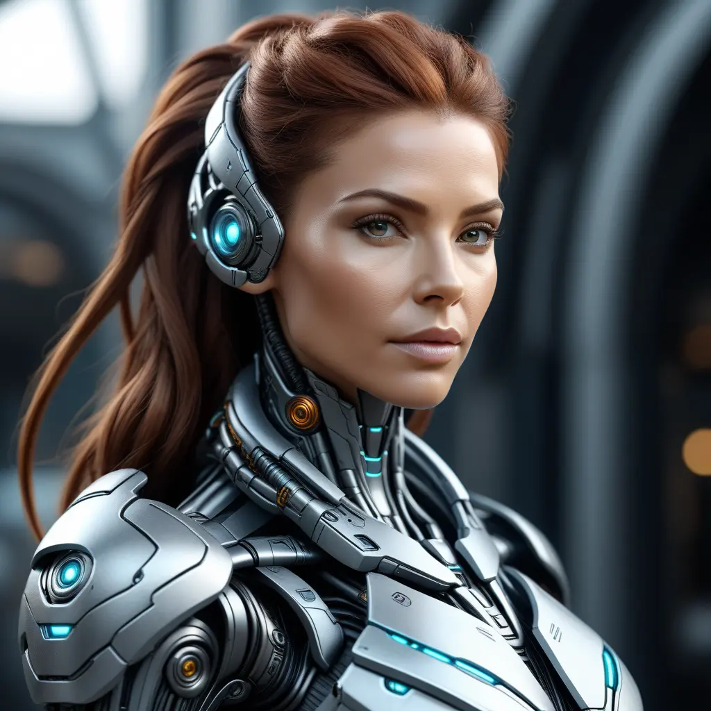 Matte portrait of a beautiful Sarah Kerrigan cyborg in the style of Stefan Kostic, 8k, High Definition, Highly Detailed, Intricate, Half Body, Realistic, Sharp Focus, Fantasy, Elegant