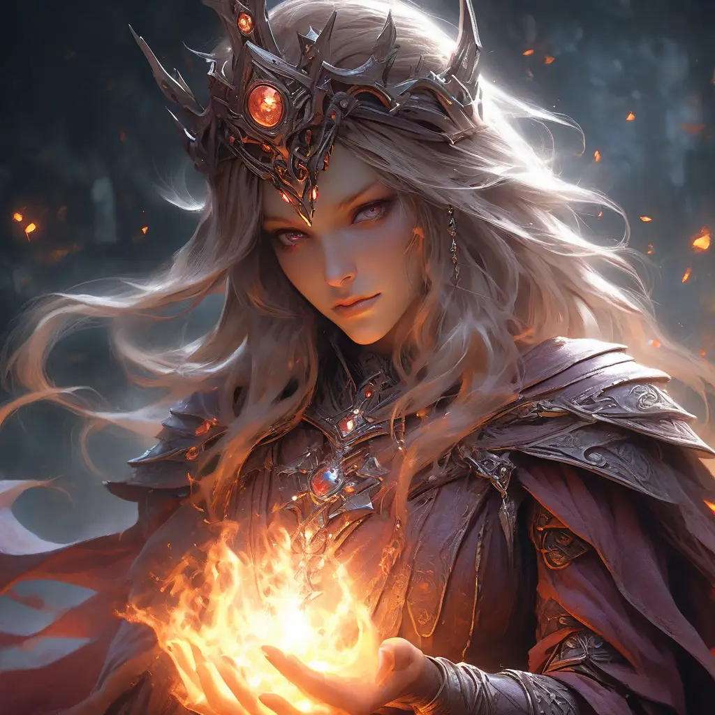 Necromancer fire sorceress from Elden Ring, fantasy magic, 8k, Highly Detailed, Alluring, Artstation, Digital Painting, Photo Realistic, Sharp Focus, Volumetric Lighting, Concept Art by Stanley Artgerm Lau, Alphonse Mucha, Greg Rutkowski, WLOP